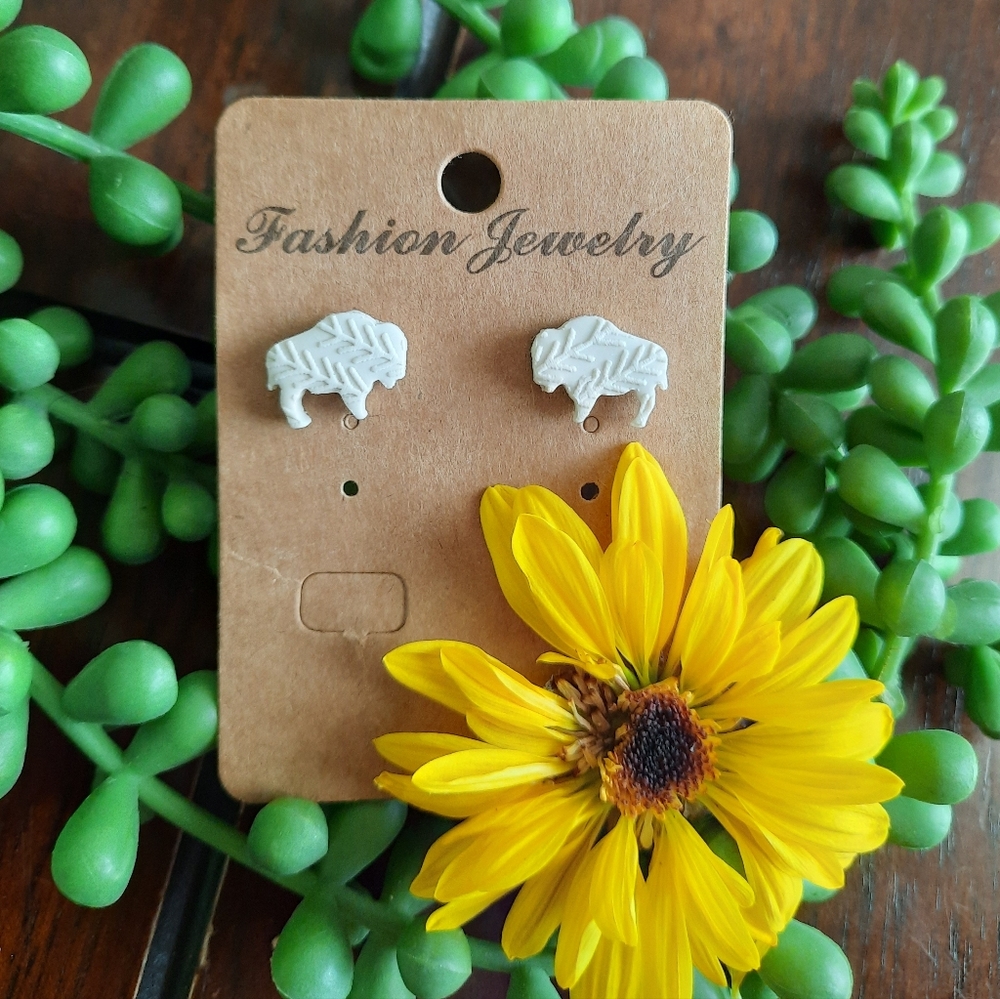 Handmade Buffalo Arrow Print Earring Studs